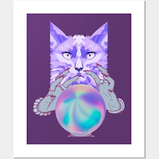 cat trippy wizard Posters and Art